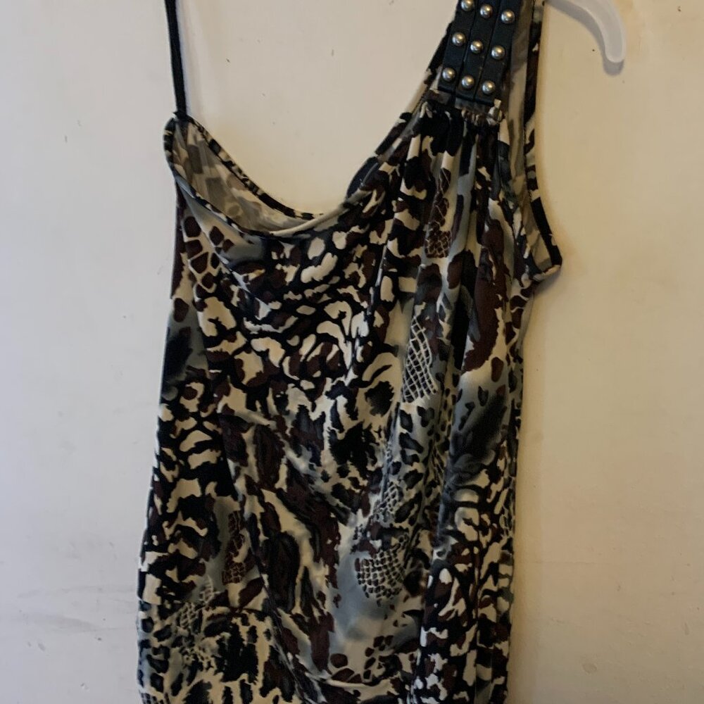 JNJ Animal Print Casual  One Shoulder  Blouse/ Large